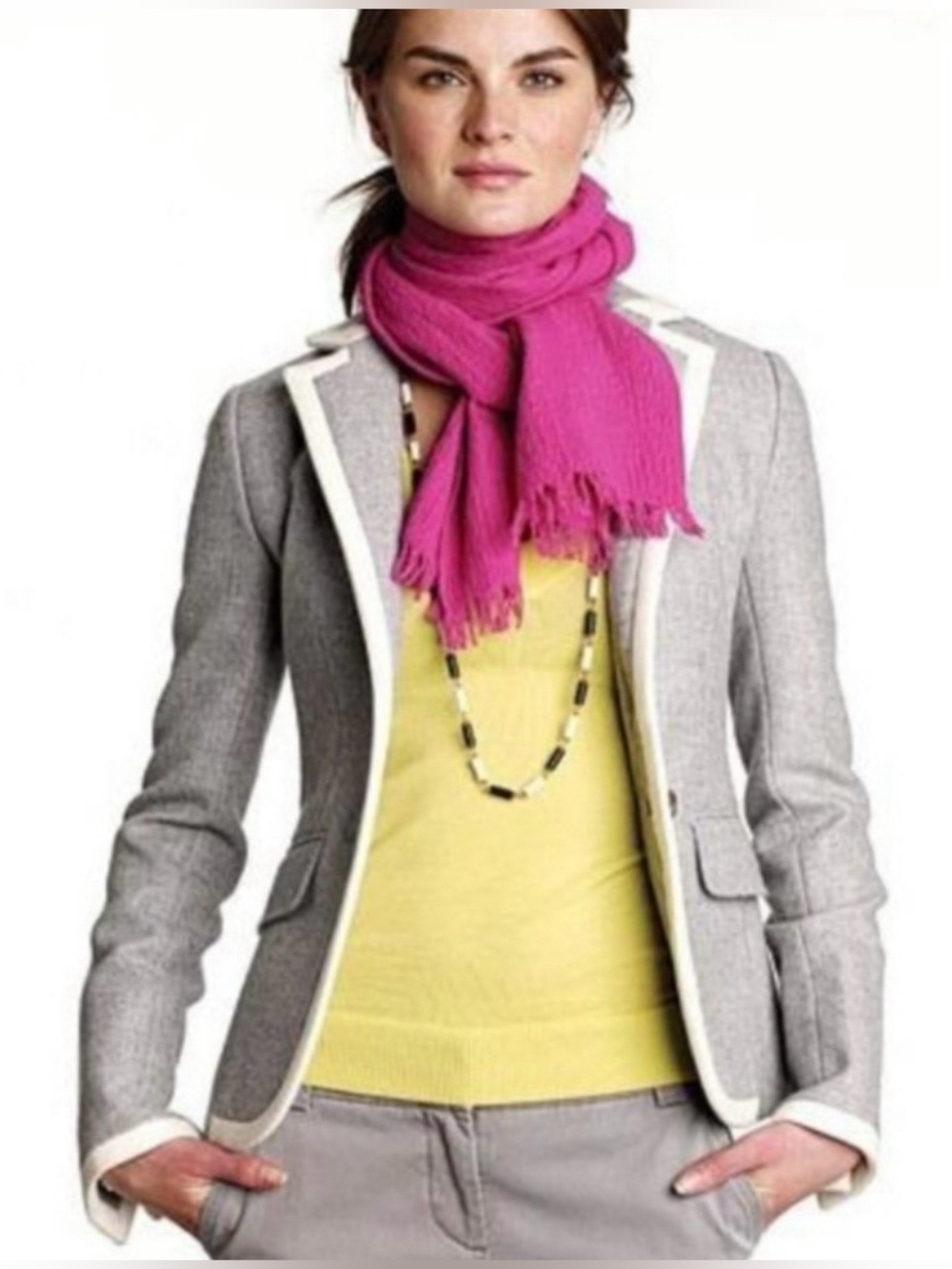 J. Crew Women’s Double-Faced Italian Wool Lexington Jacket Gray/Ivory Size 10